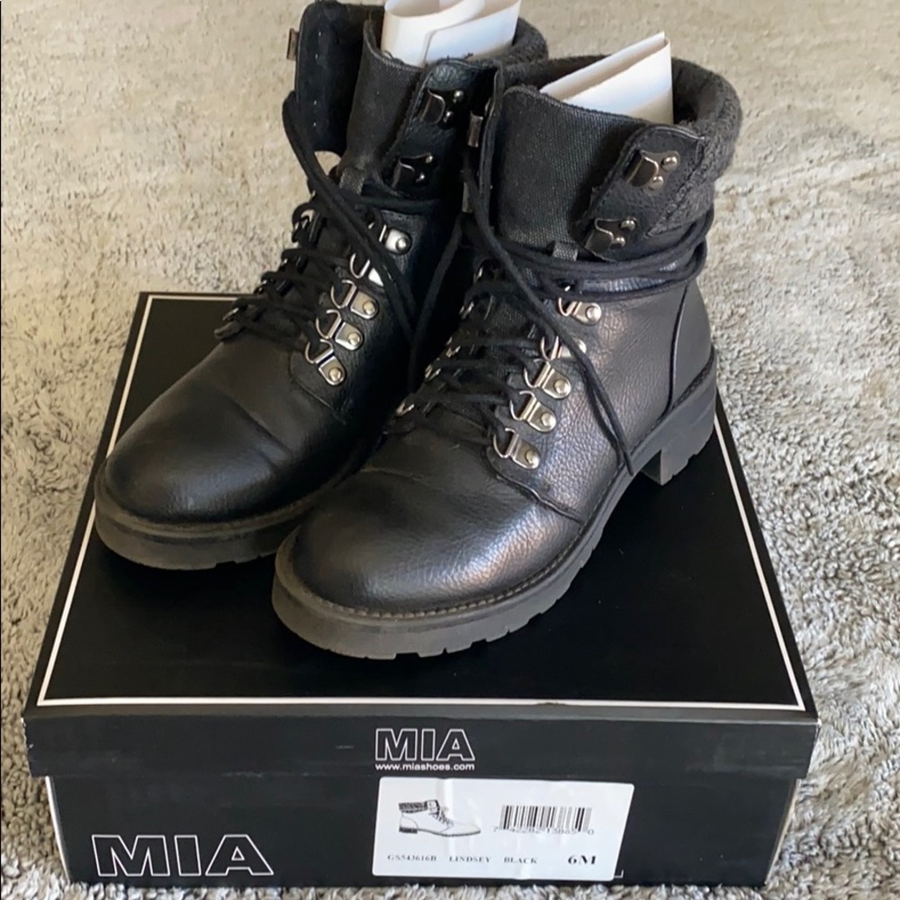 Black combat boots